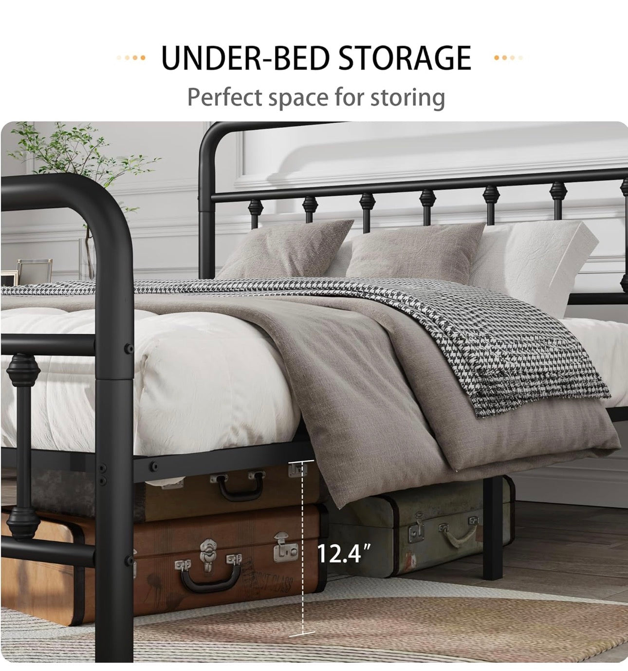 5ft Metal Bed Frame with Victorian Vintage Style