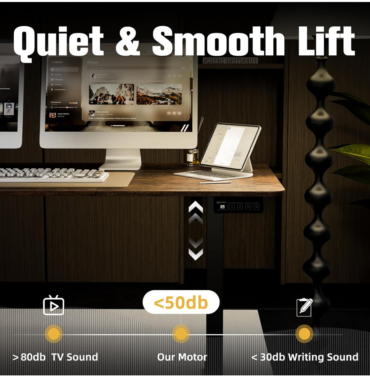 Electric Standing Desk 160x70cm, Height Adjustable Standing Desk