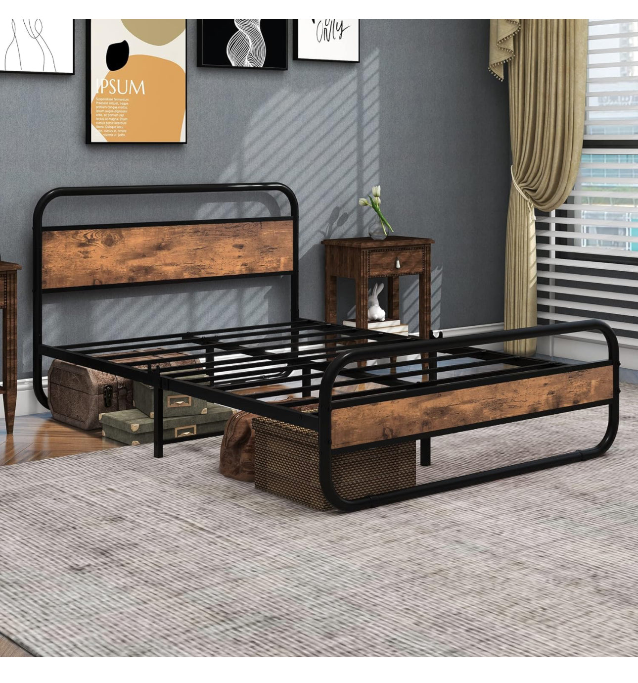 Double Bed Metal Platform Bed Frame