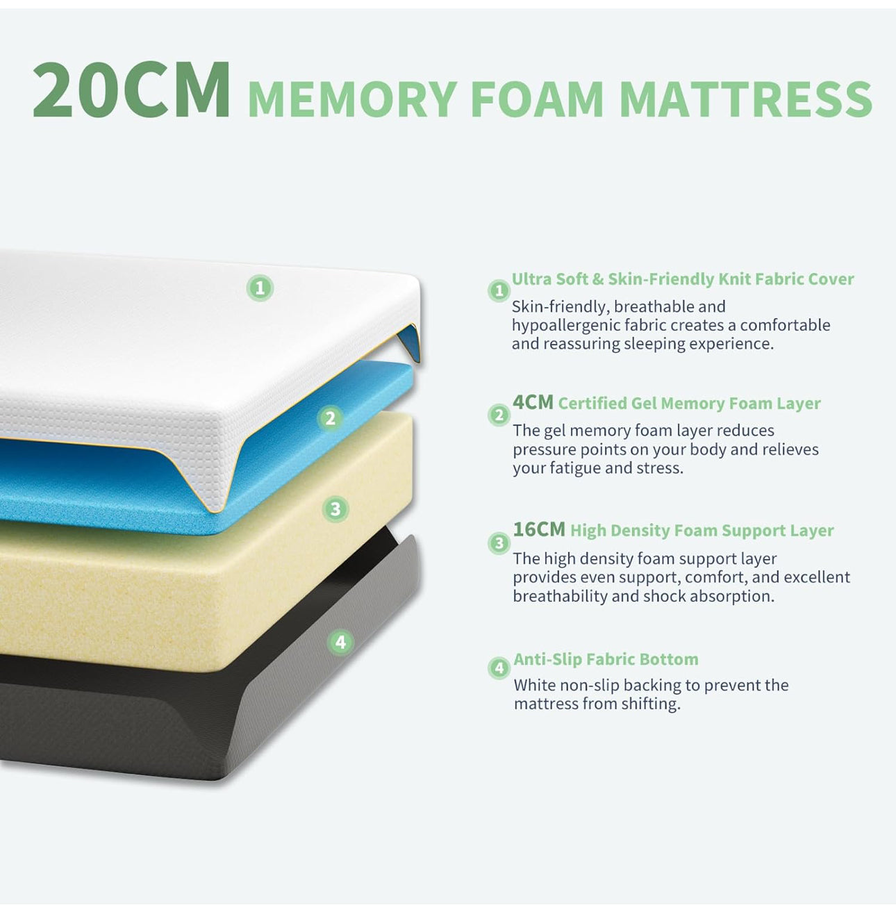 Memory Foam Mattress, 4FT6 Double Mattress