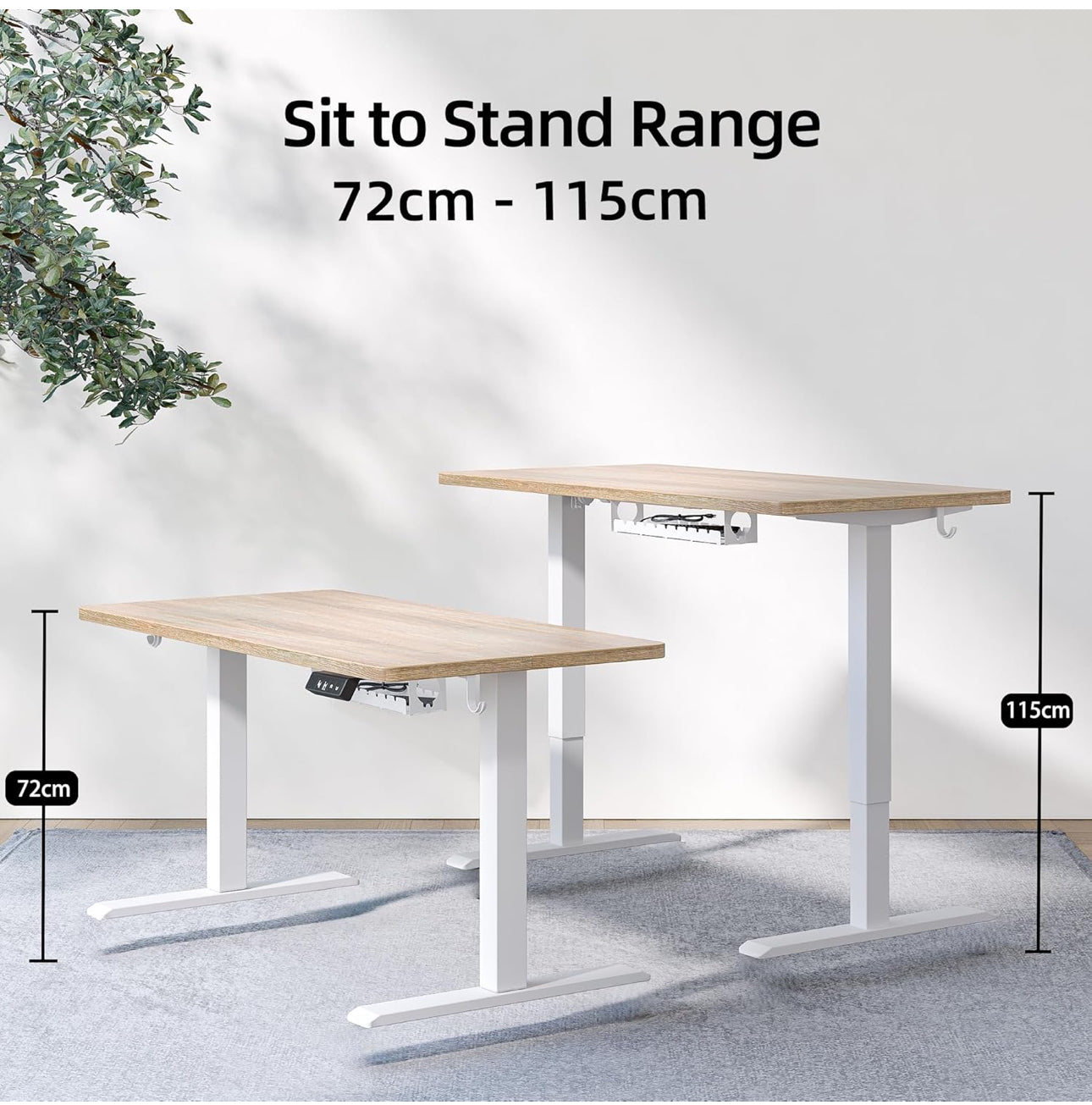 Height Adjustable Electric Standing Desk - 140x60 cm Stand Up Table Desk Thick Splice Board