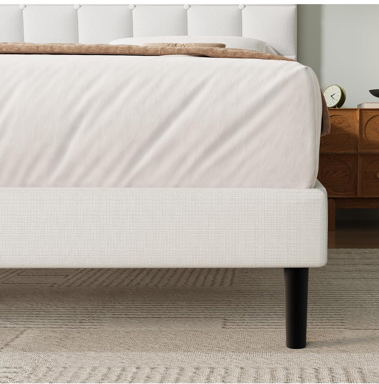 King Bed Frame, Easy Assembly, Sturdy Wooden Slat