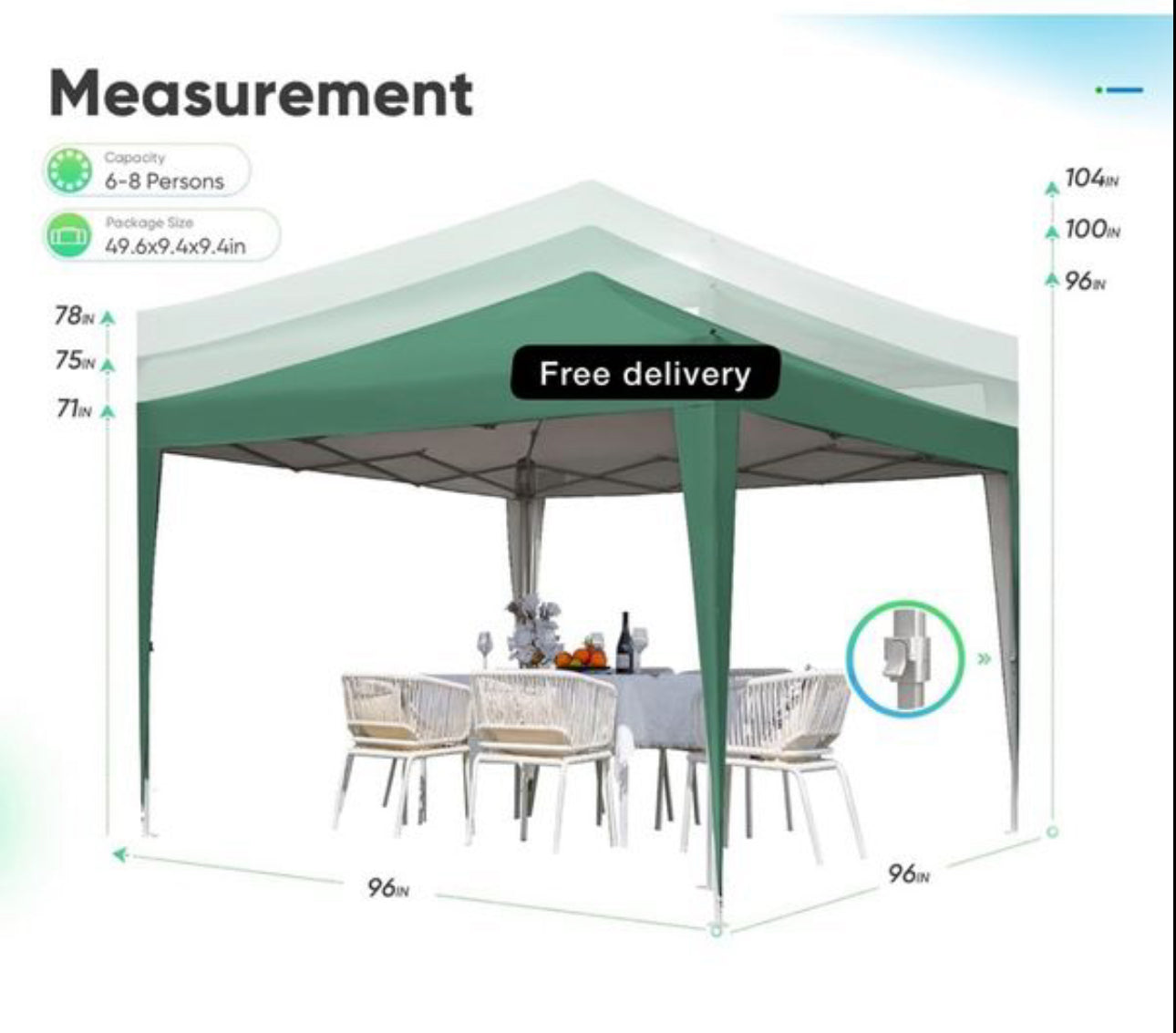 Pop Up Gazebo with 4 Sides, 3 x 3m