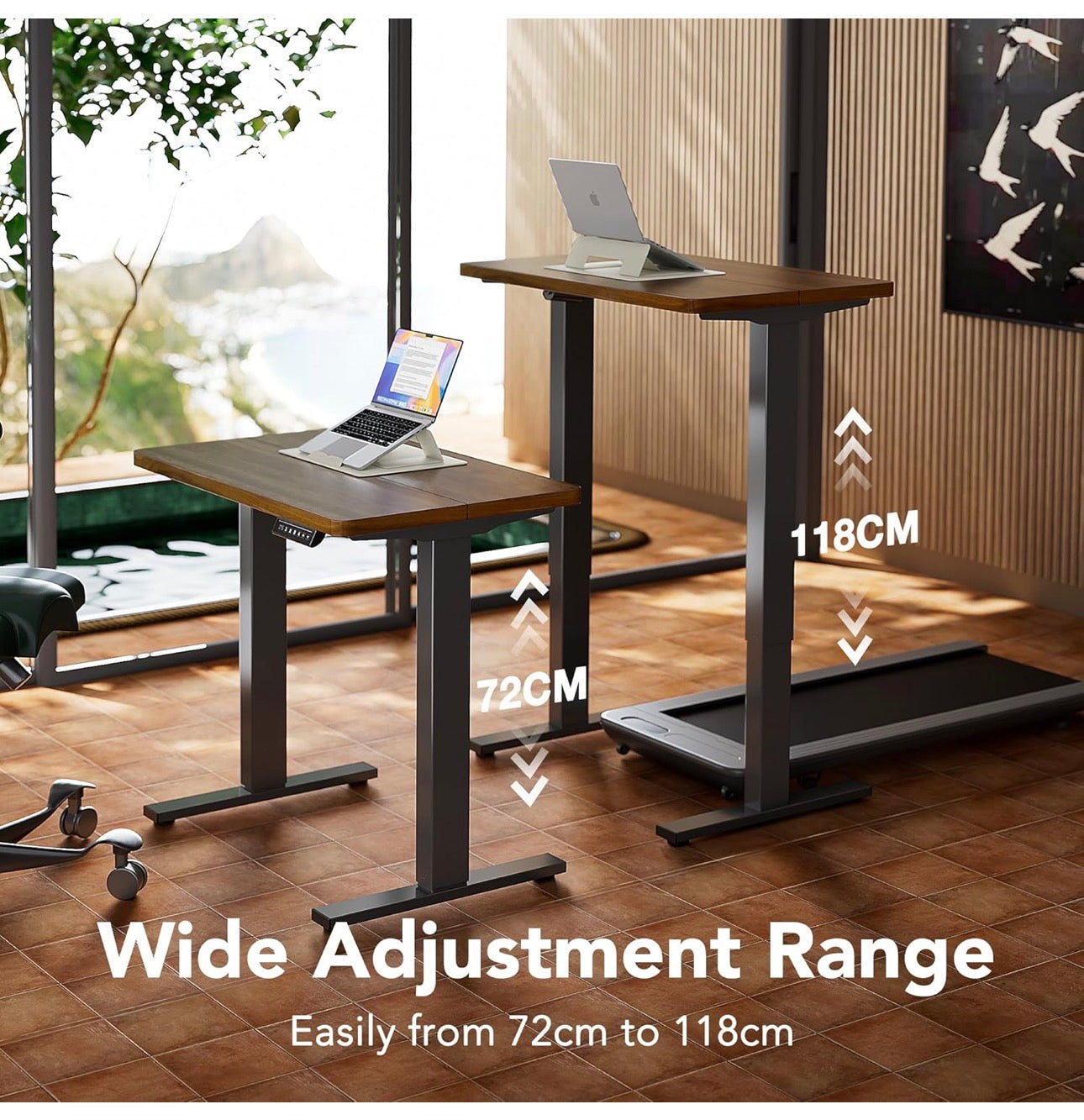 120 x 60 cm Standing Desk with USB Charging port,4 Memory Height Settings, Sit Stand Up Desk for Home Office & Computer Workstation