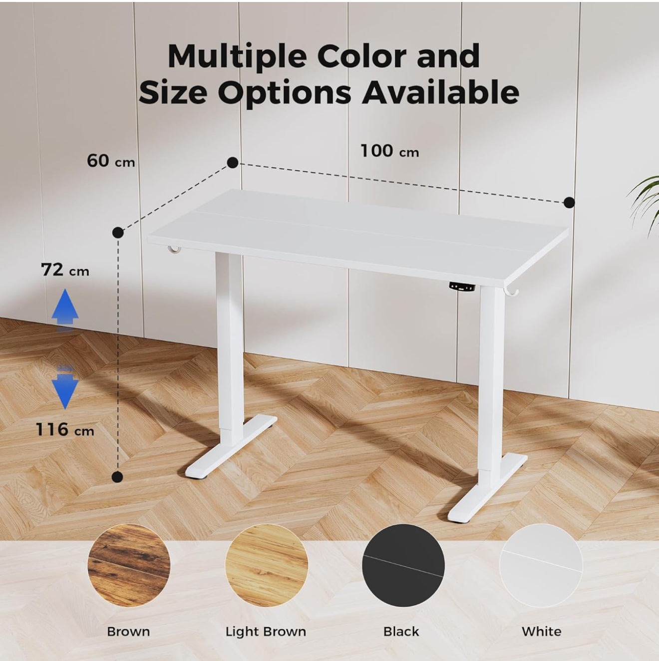Electric Standing Desk, 100 x 60 cm Height Adjustable Sit Stand Desk with Splice Board