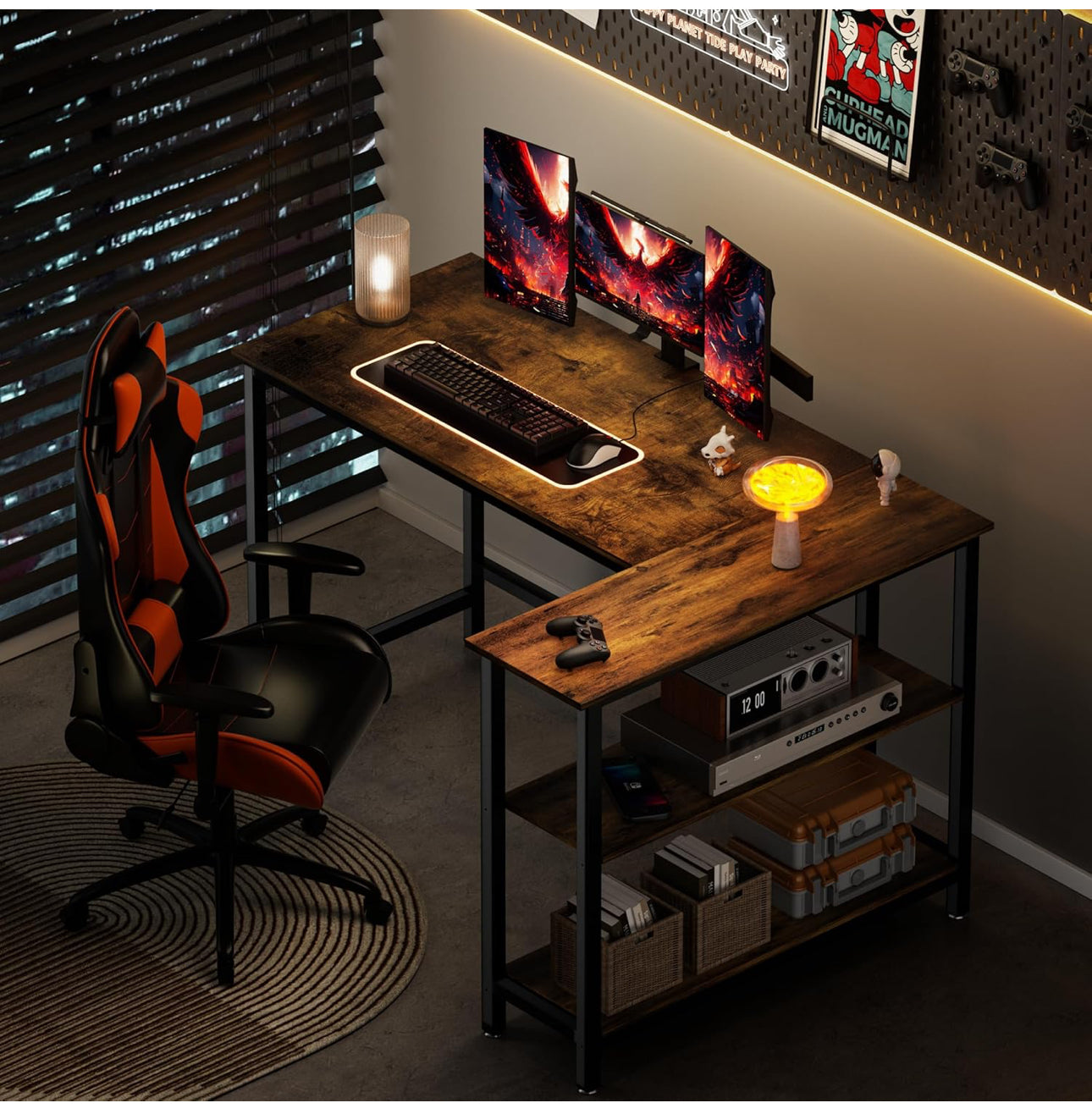 L Shaped Desk, 100x72cm Gaming Computer Desk