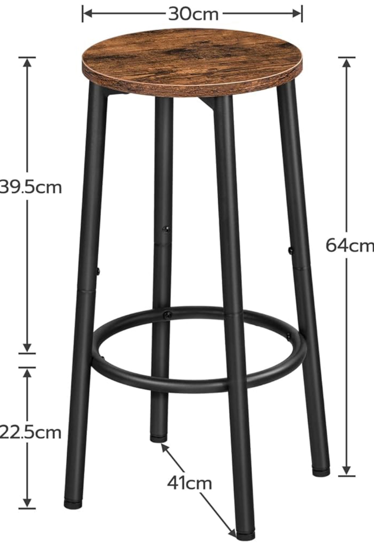 Bar Stools Set of 2, Breakfast Round Bar Chairs
