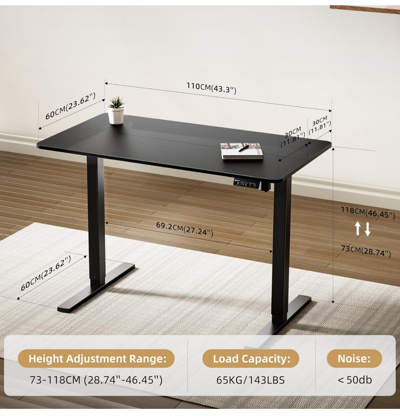 Electric Standing Desk 110x60cm