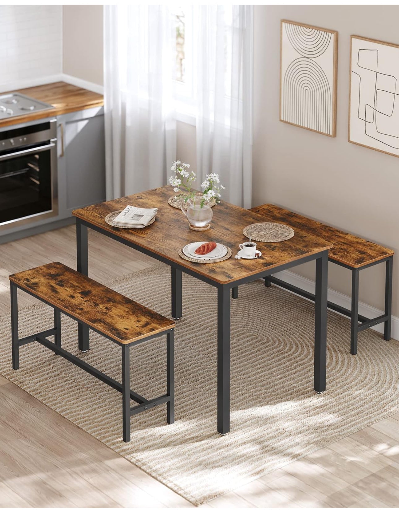 Dining Table with 2 Benches