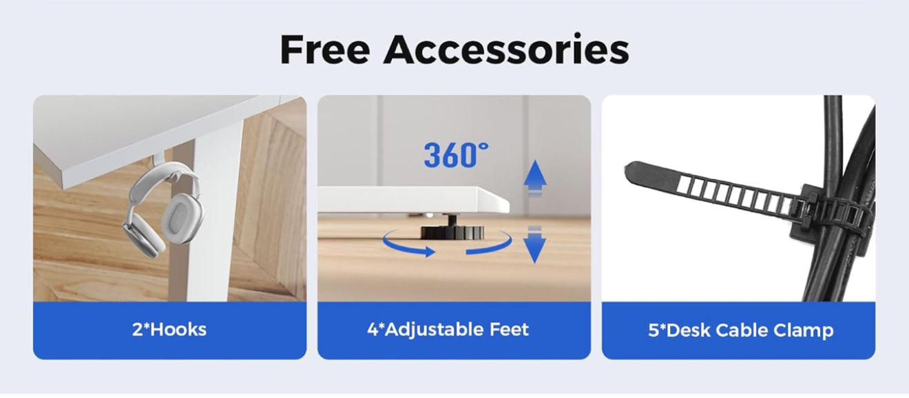 Electric Standing Desk, 100 x 60 cm Height Adjustable Sit Stand Desk with Splice Board