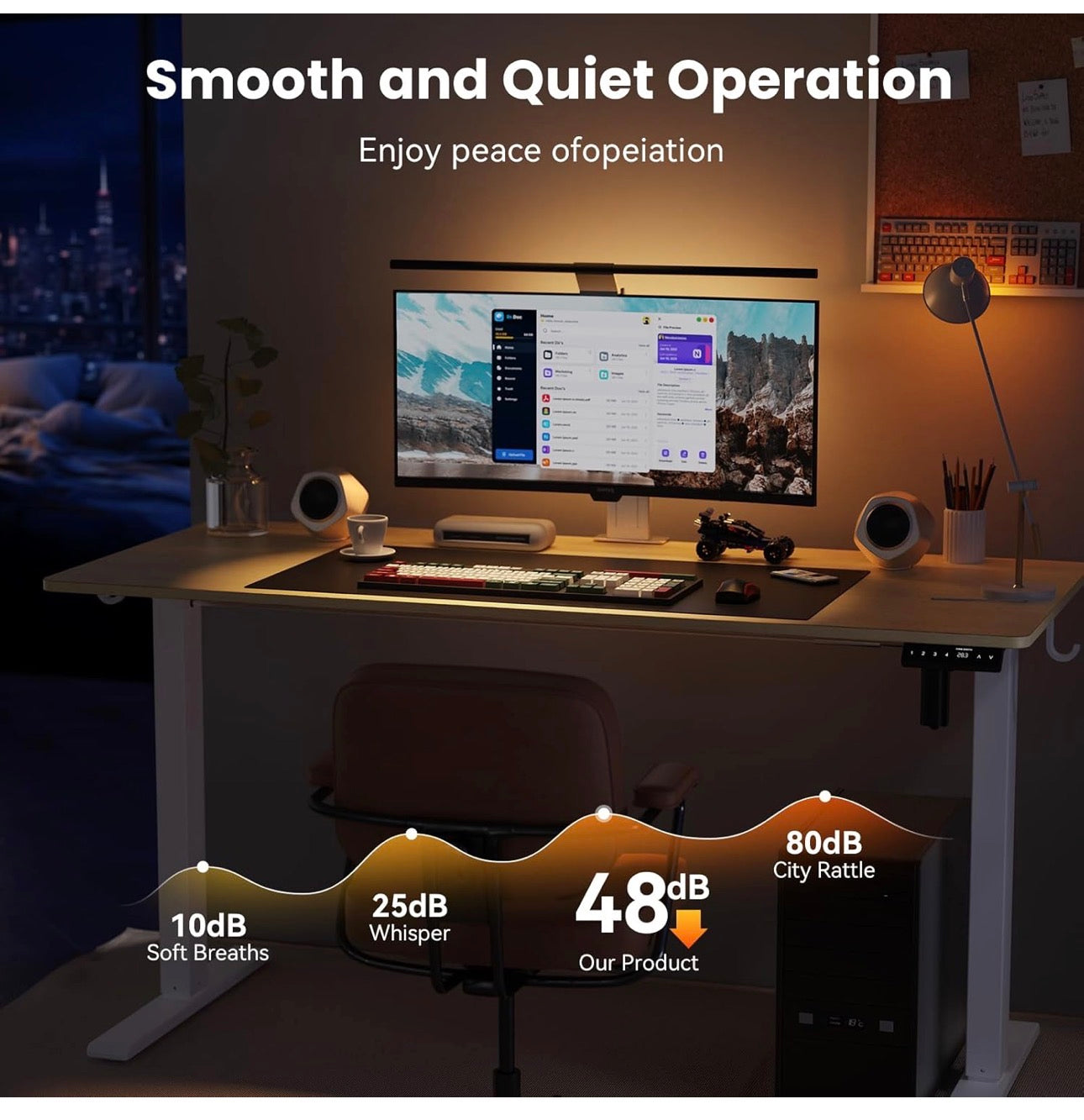 120 x 60 cm Standing Desk, Electric Height Adjustable Desk with 2 Hooks, Computer Desk with 4 Memory Heights and Splice Board, Ergonomic Sit Stand Table for Home Office, Oak