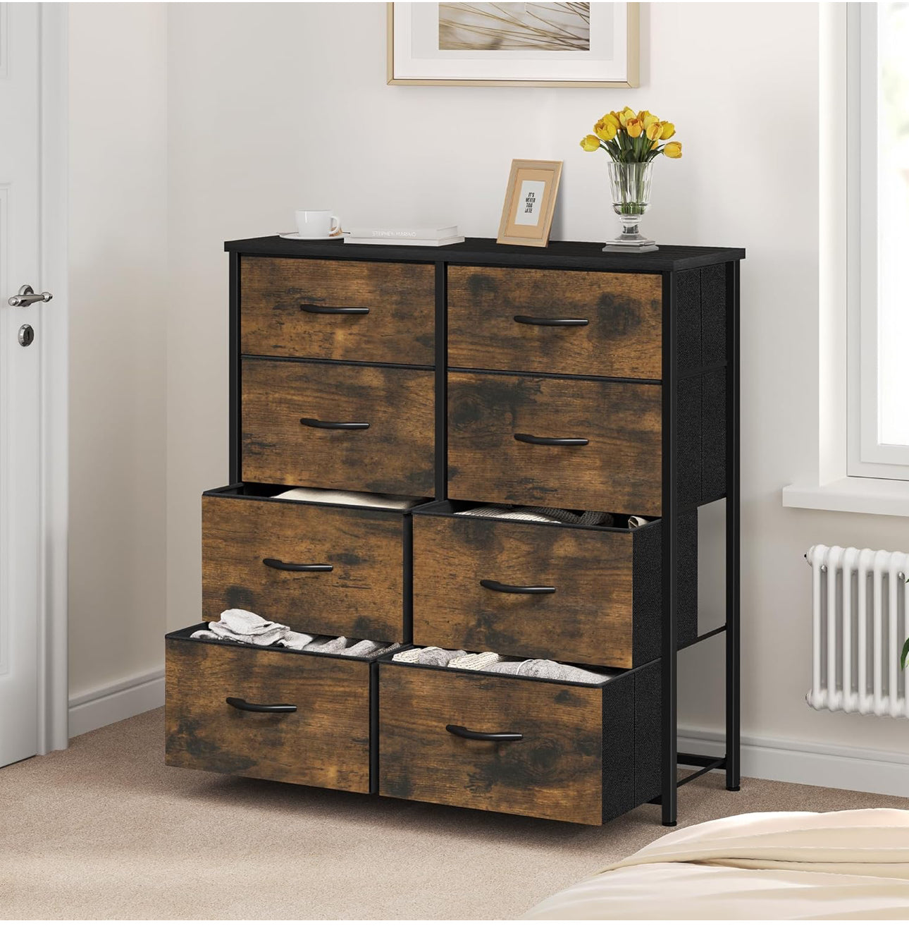 Chest of Drawer with 8 Drawers for Bedroom Fabric Dresser Storage Drawers