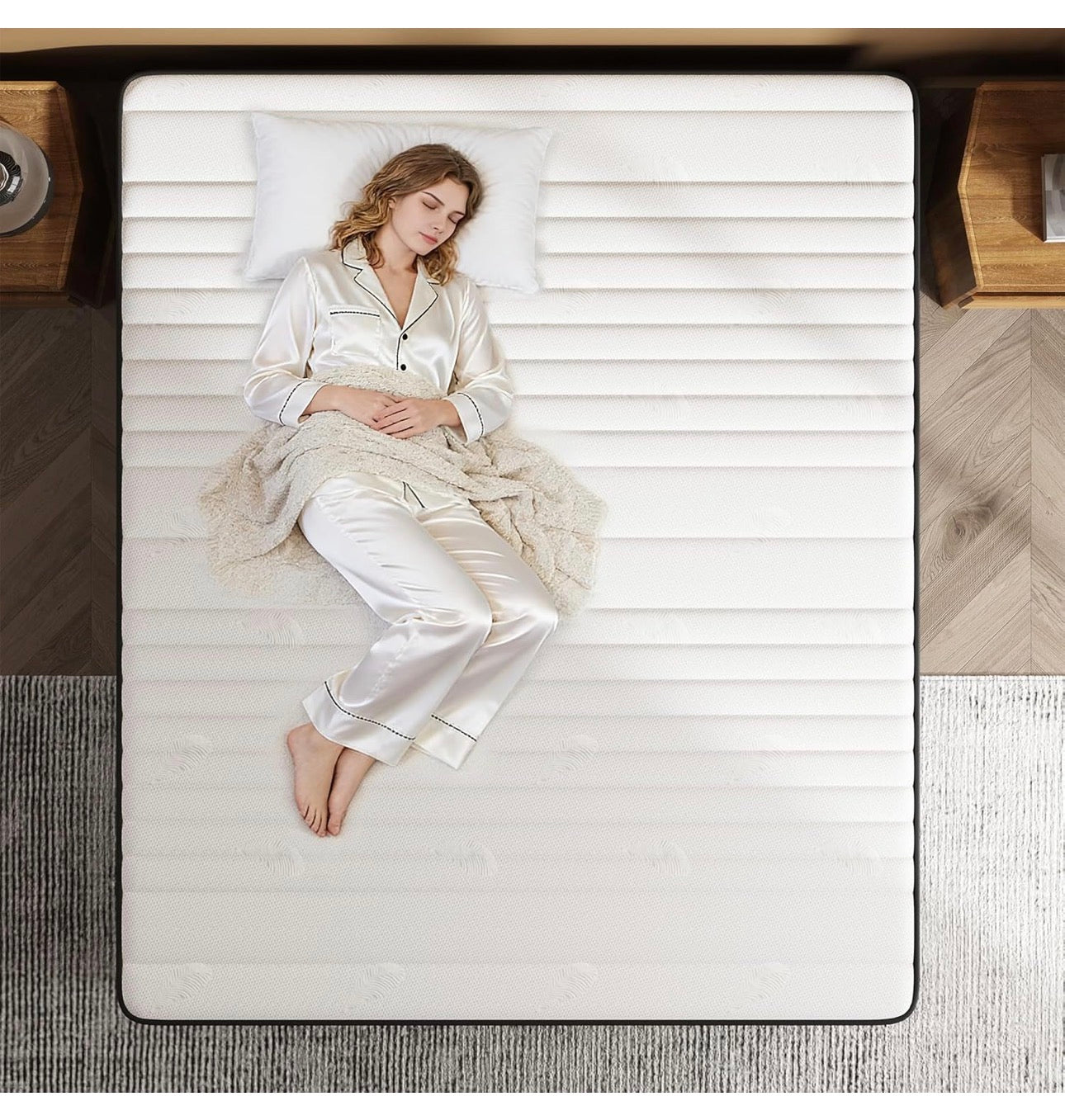 Extra Firm Double Mattresses, 25cm Thick Double Hybrid Mattress with Memory Foam and Individual Pocket Springs