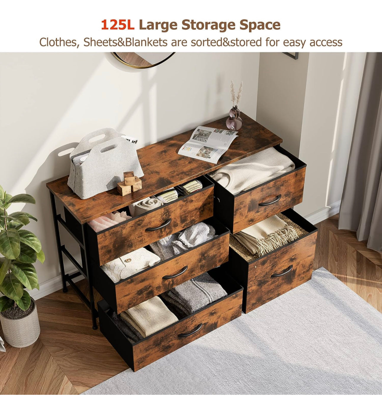 Dresser for Bedroom with 5 Drawers