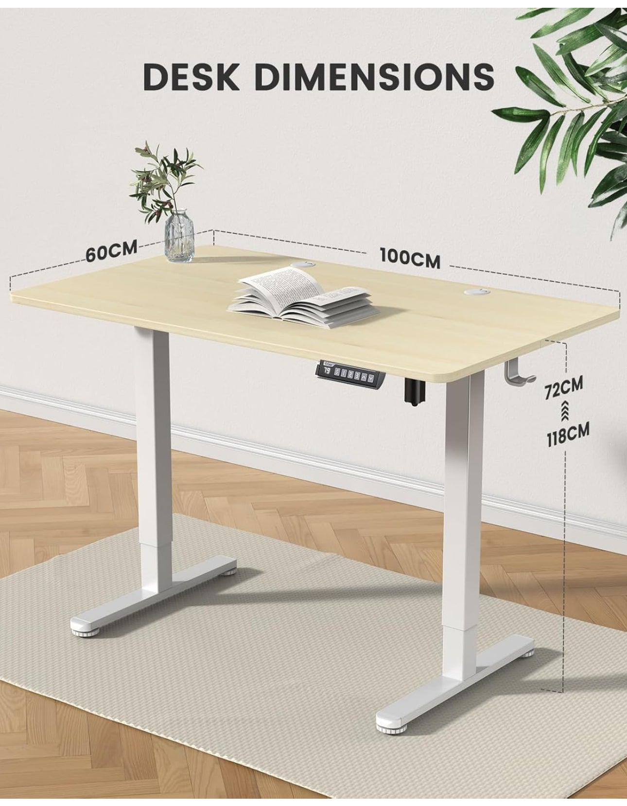 Electric Standing Desk Height Adjustable 100 x 60cm