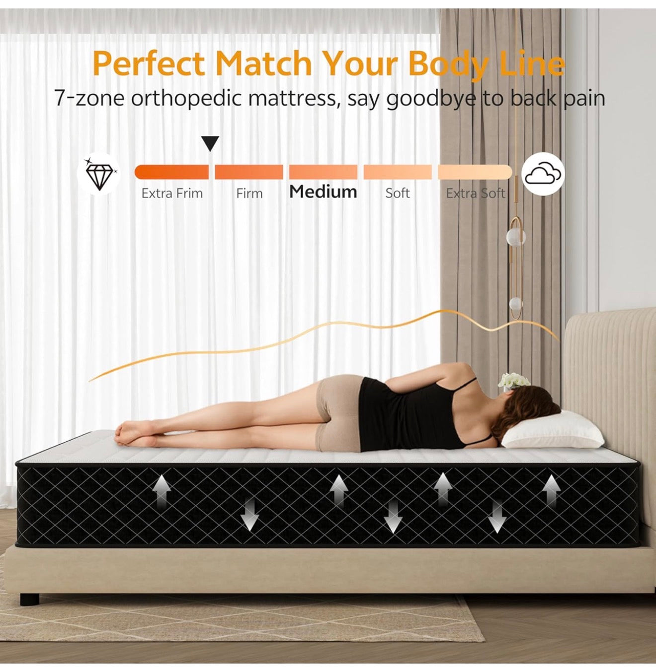 Orthopedic Mattress Double for Back & Lumbar Pain Relief, 10 Inch 7-zone Hybrid Double Mattress Firm with Pocket Sprung & Gel Memory Foam, Breathable, Motion Isolation with OEKO-TEX Certified