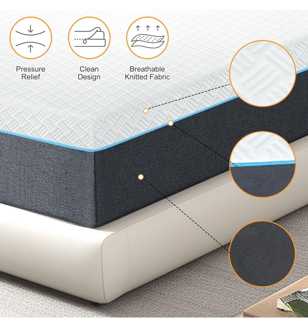Double Mattress，20CM Memory Foam Mattress Breathable