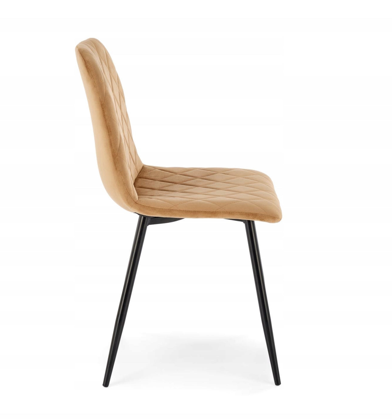 4 Upholstered Chair Velour Metal Beige Black