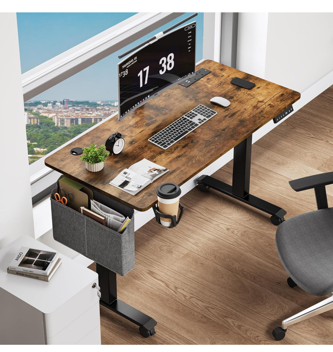 Electric Standing Desk With 2 USB Ports & Power Outlets