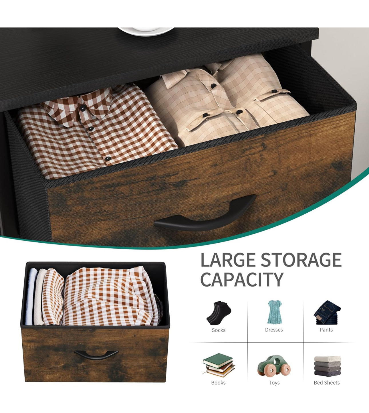 Chest of Drawer with 8 Drawers for Bedroom Fabric Dresser Storage Drawers