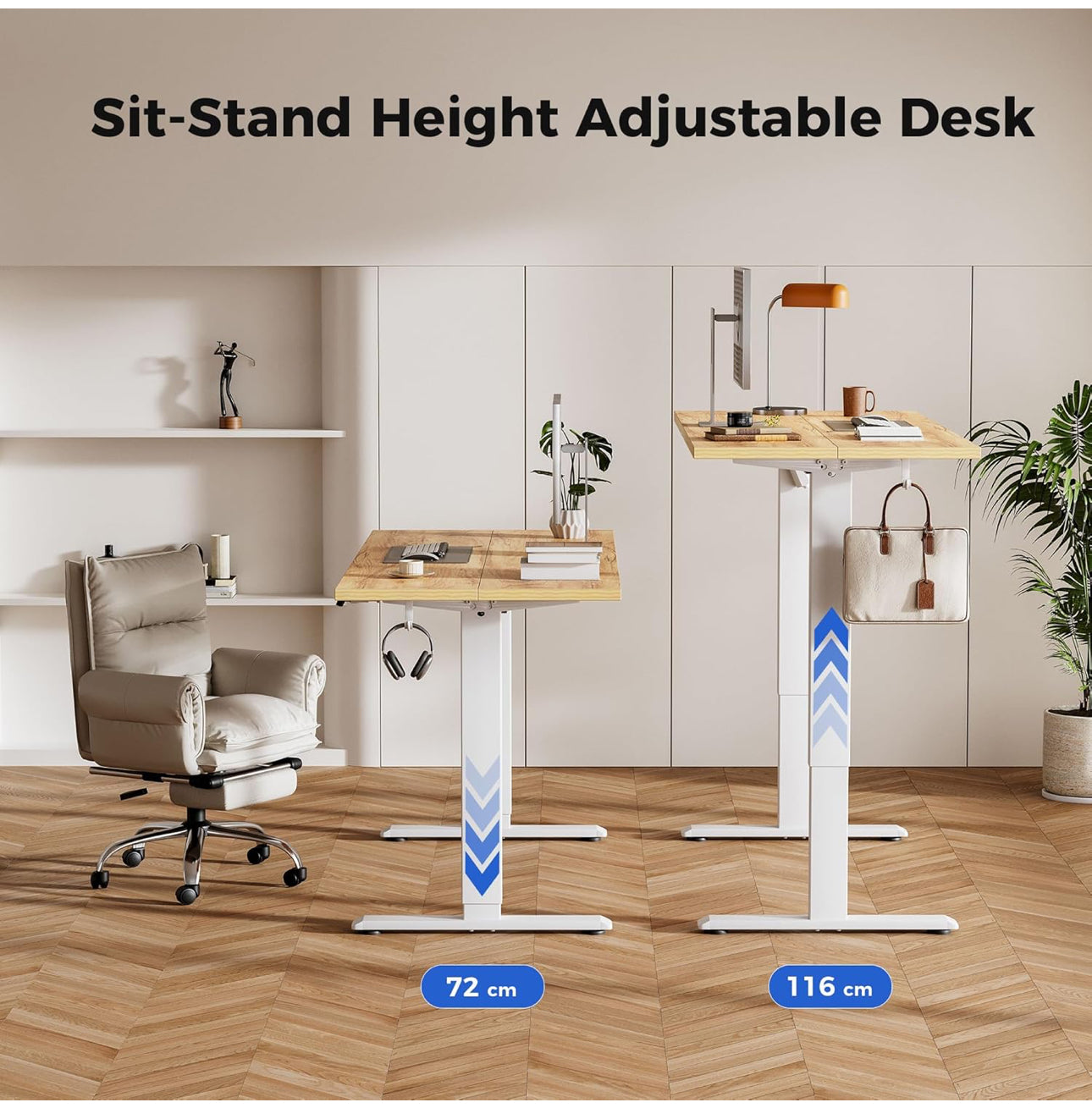Electric Standing Desk, 100 x 60 cm Height Adjustable Sit Stand Desk