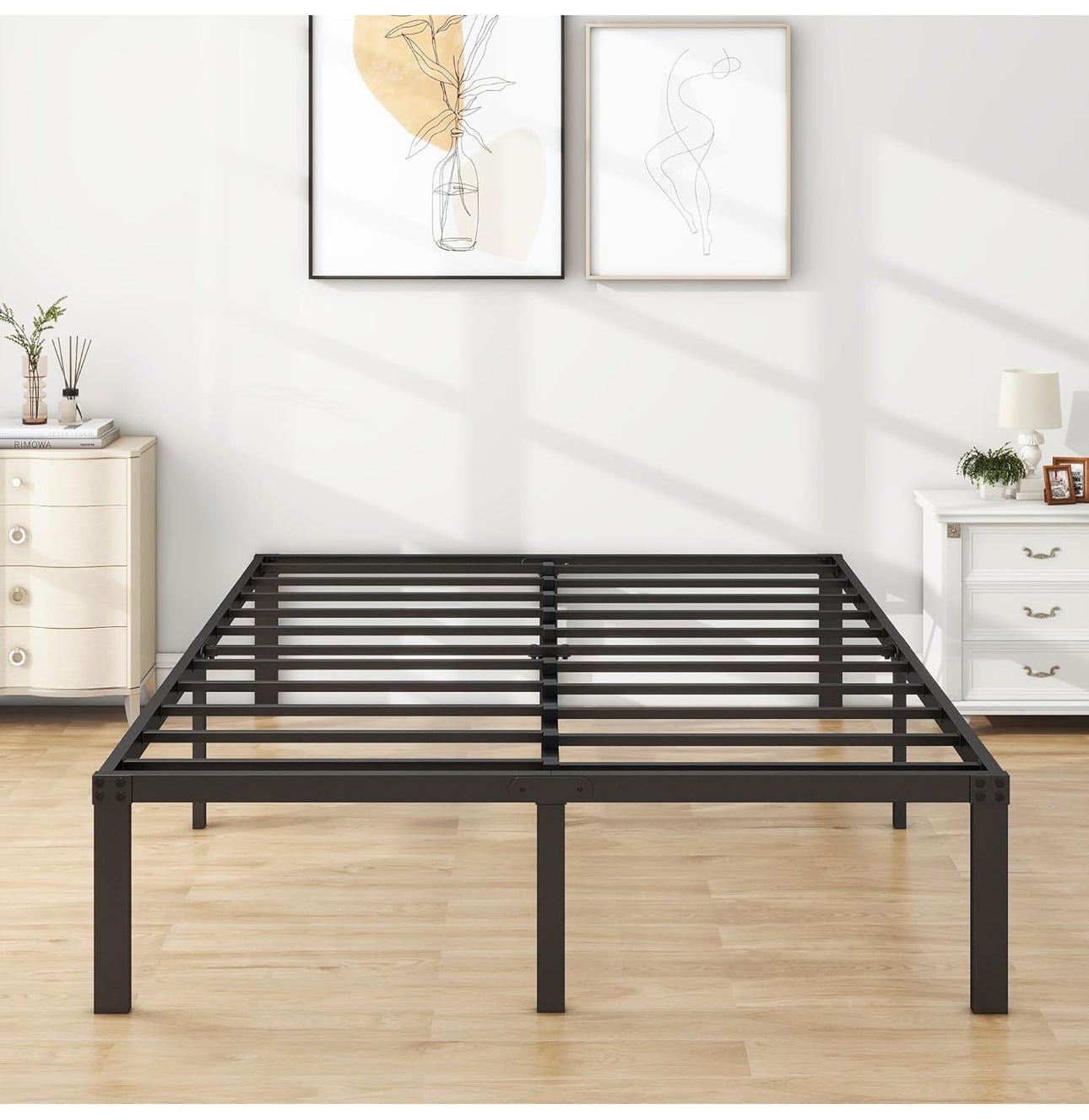 4ft6 Double Bed Frames, 36cm High Metal Platform