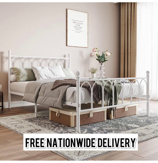 Double Metal Bed Frame Modern Style with Headboard
