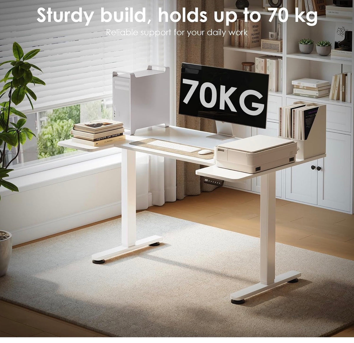 Height Adjustable Desk, U Shaped Standing Desk with 3 Memory Presets
140×70cm Electric Sit Stand Desk, Ergonomic Wrap Around Computer Table, Ultra Quiet Motor for Home Office Living Room, White