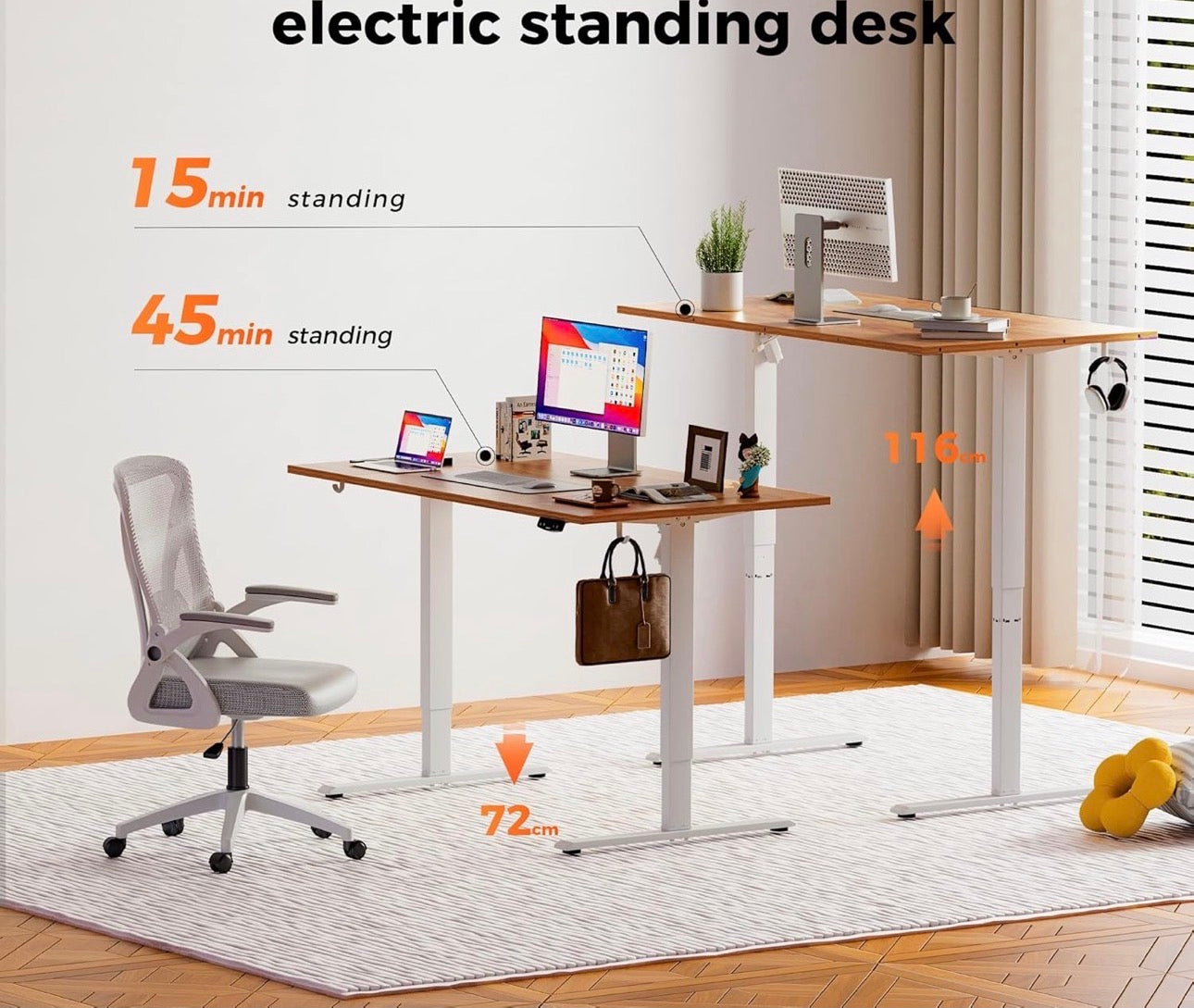 Height-Adjustable Electric Desk, 140x80 cm Sit-Stand