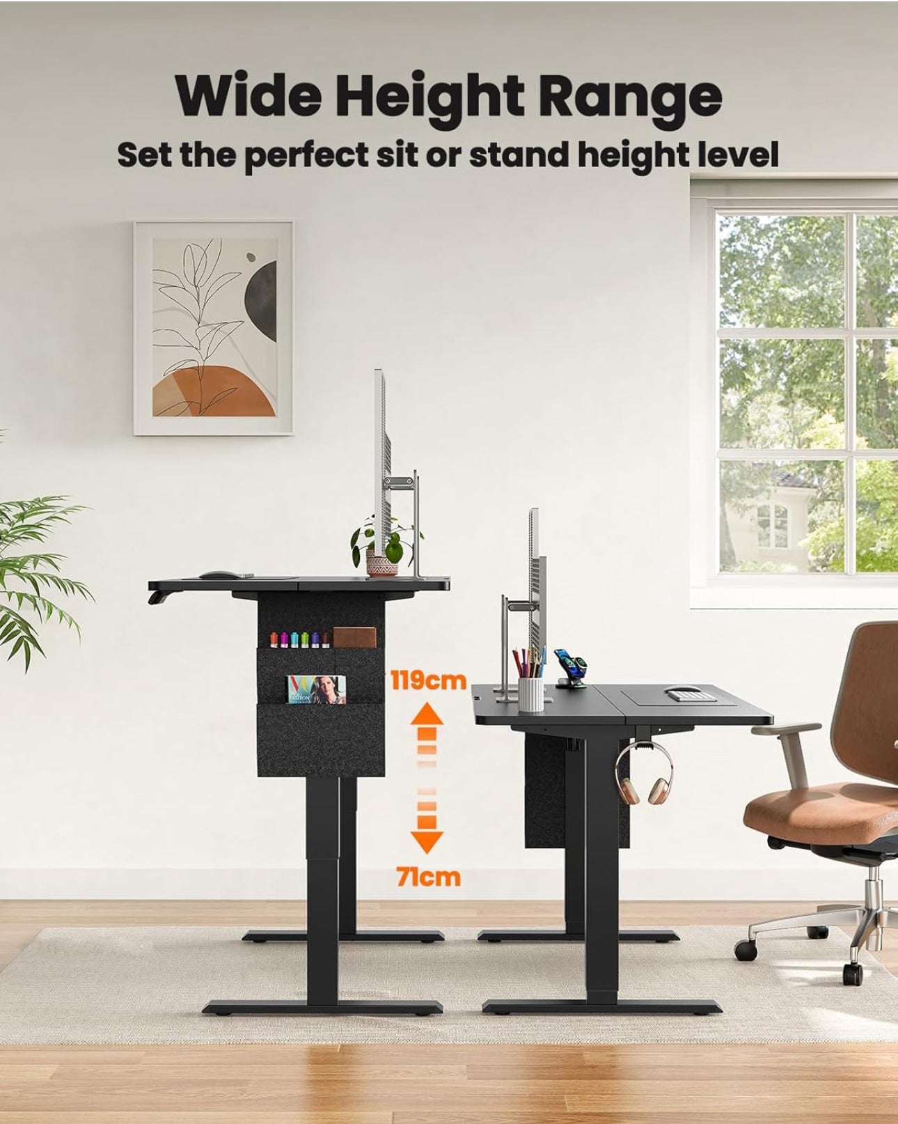 Standing Desk 120x60cm, Supports Up to 80KG Height