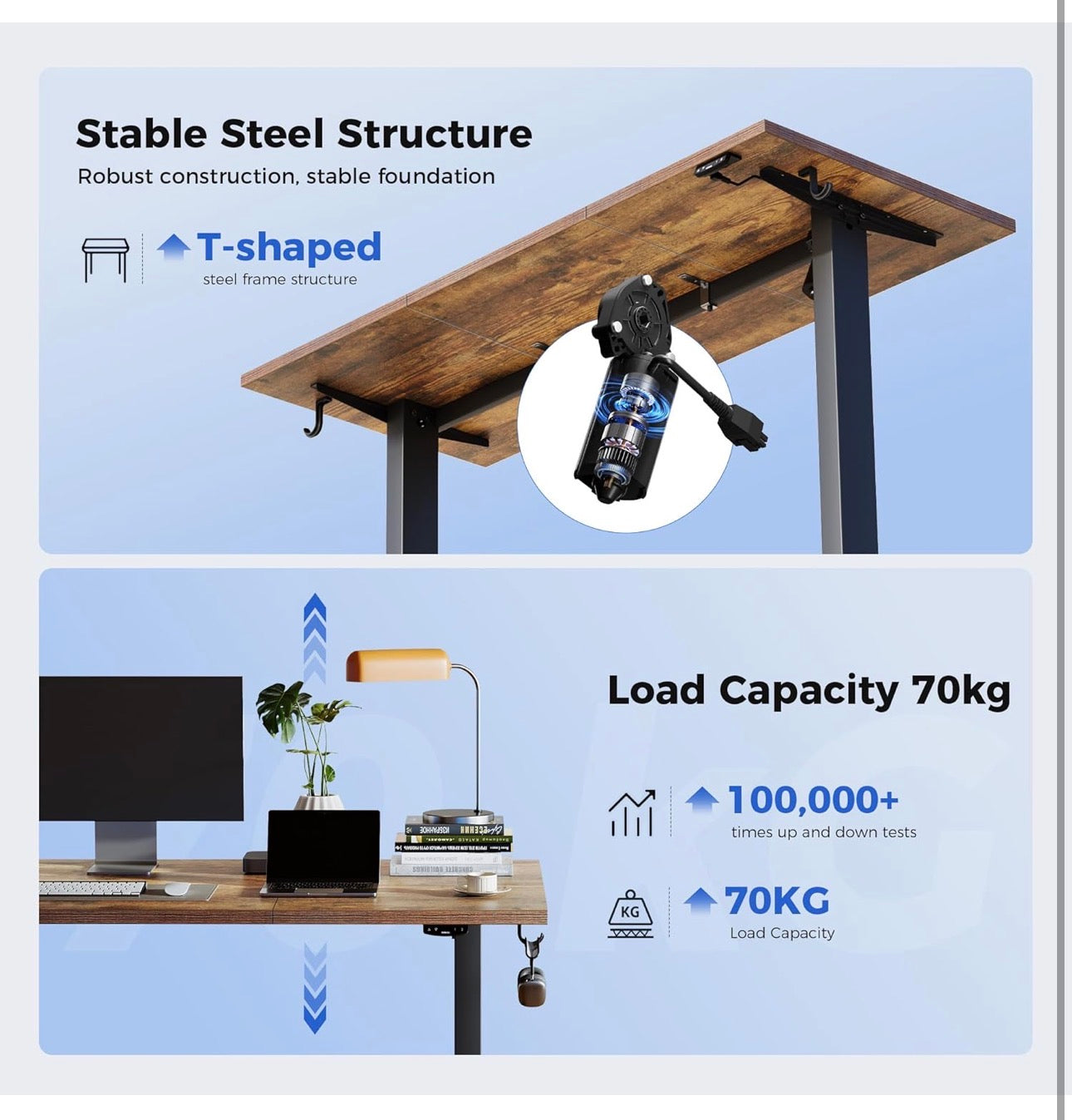 Electric Standing Desk, 120 x 60 cm Height Adjustable Sit Stand Desks