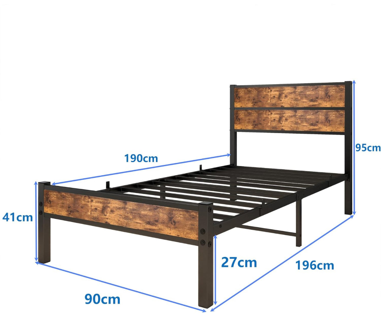 Single Bed Frames with Wood Headboard
