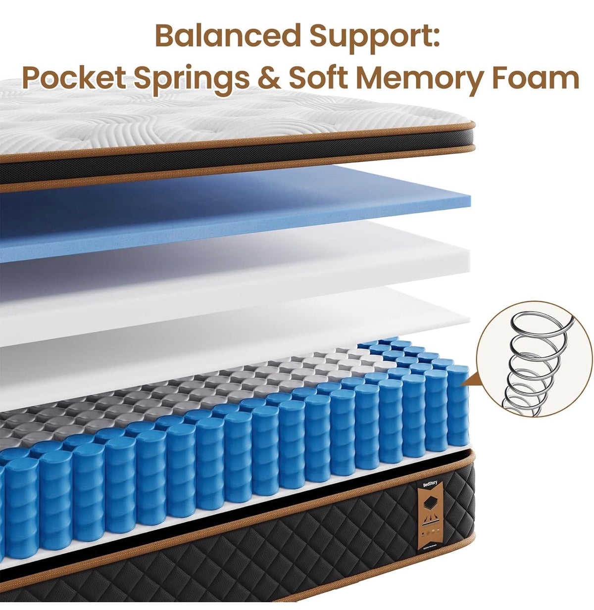 3FT Memory Foam & Pocket Spring Hybrid Mattress 90x190x26cm
10'' Height Single mattress in a box, Edge Support, High-compression coils, Breathable Soft Fabric, Pressure Relief