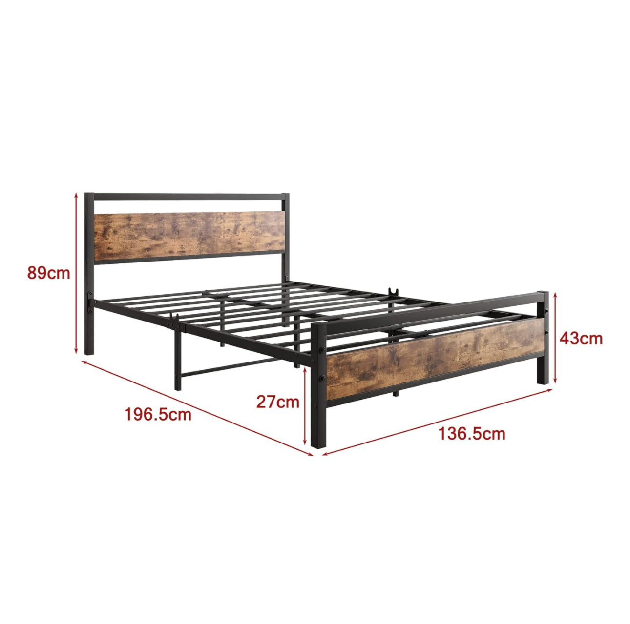 Double Bed Frames with Wood Headboard