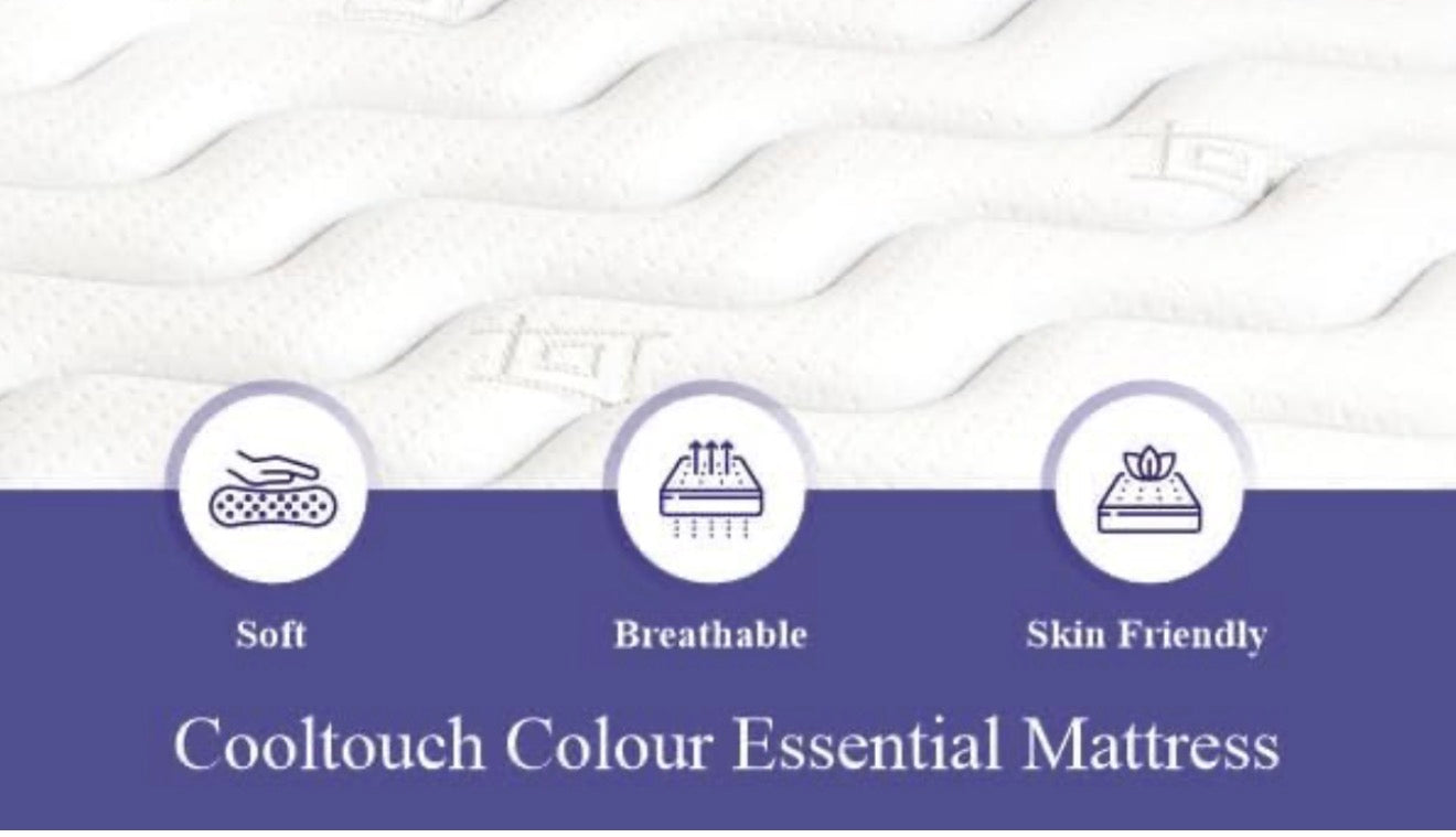 comfort ltd Cooltouch Colours Grey Single Mattress - 90x190cm, 18cm deep