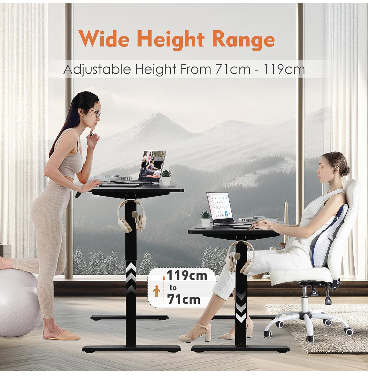 Electric Height Adjustable Standing Desk, 120 x 60