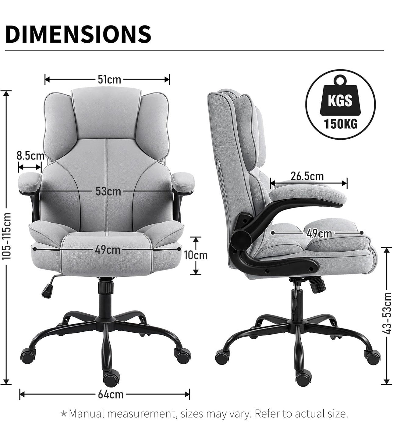 Office Chair,Desk Chair with 90° Flip up Armrest,Computer Chairs for Adjustable Height