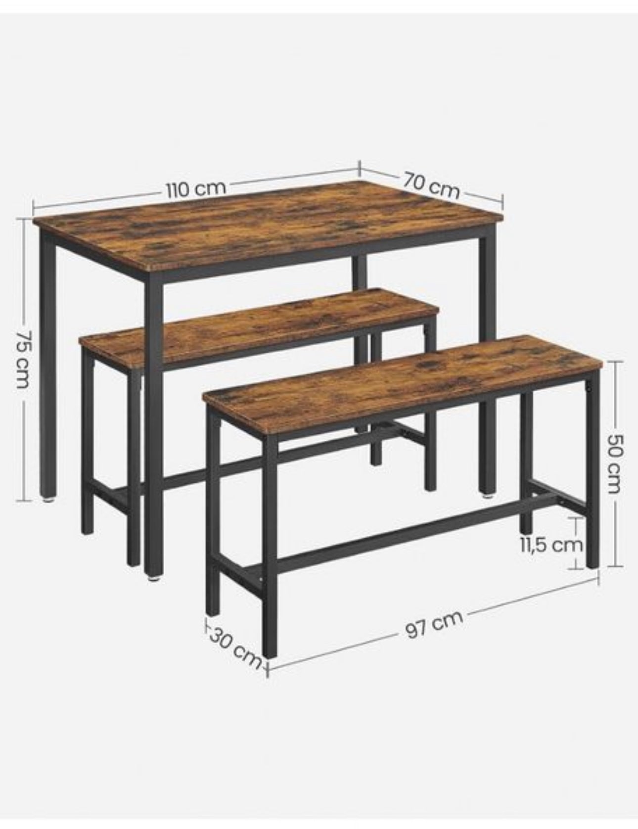 Dining Table with 2 Benches