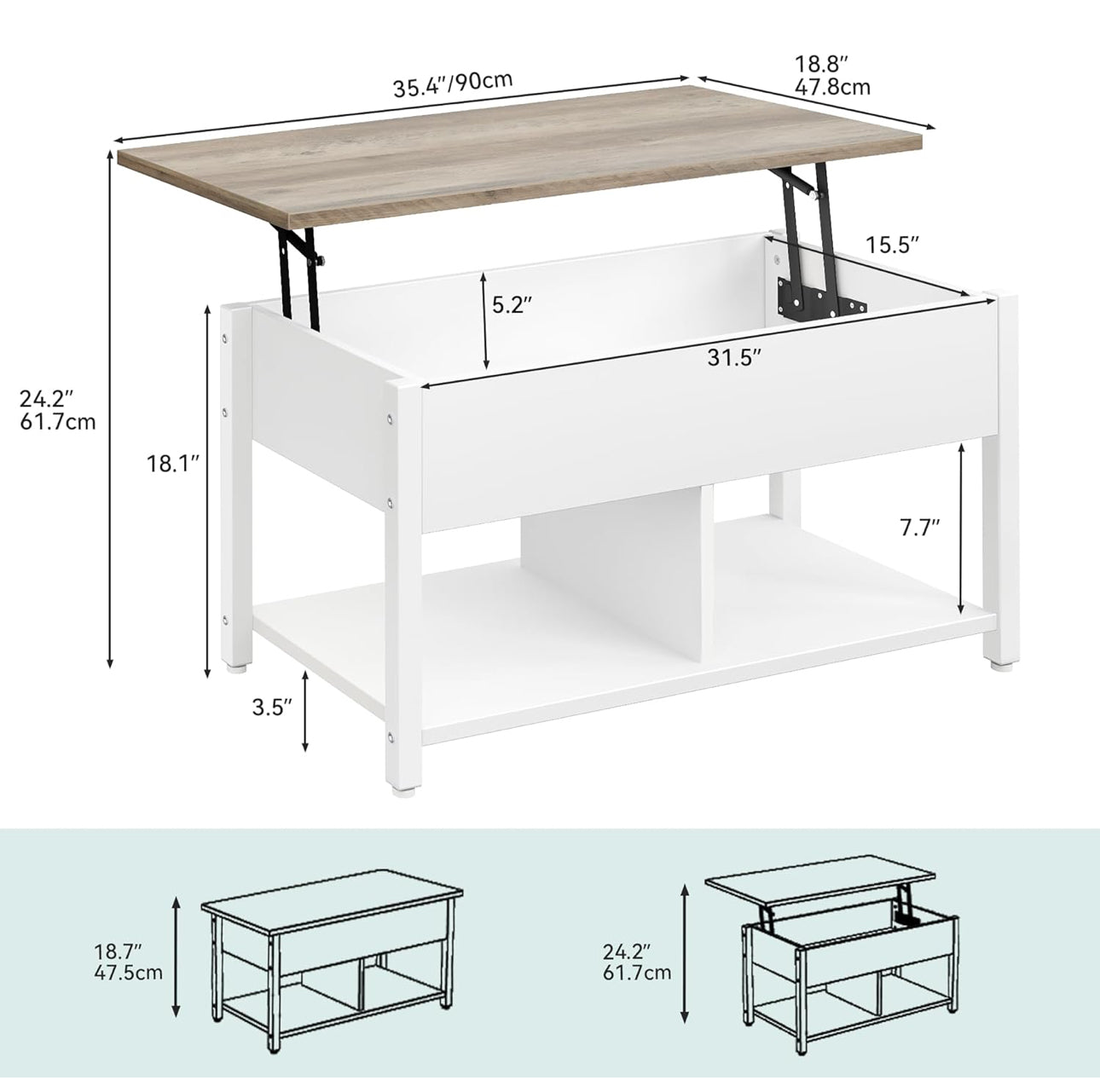 Lift Top Coffee Table, Easy-Lift