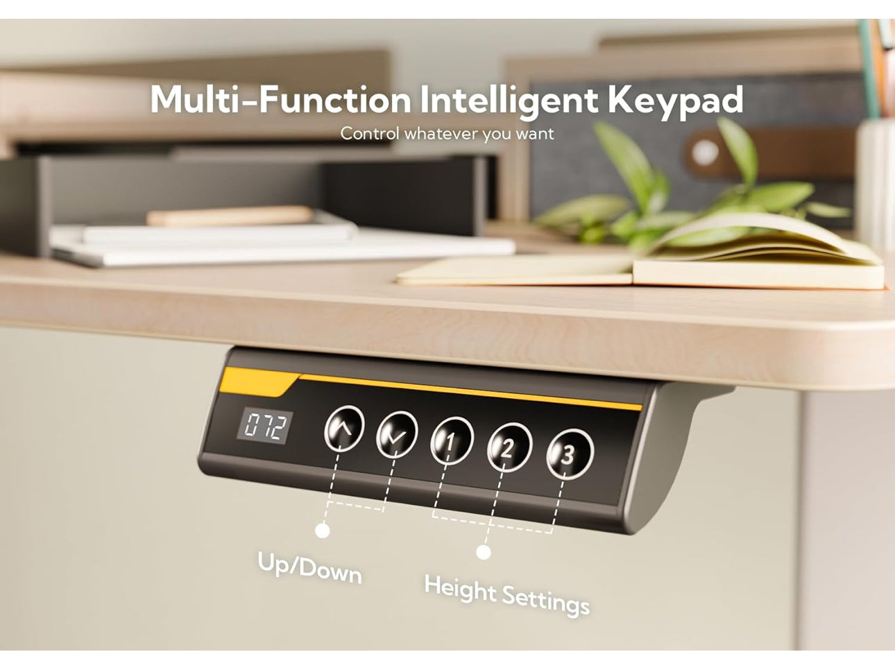 Electric Standing Desk with Drawers, 120x60cm Height Adjustable