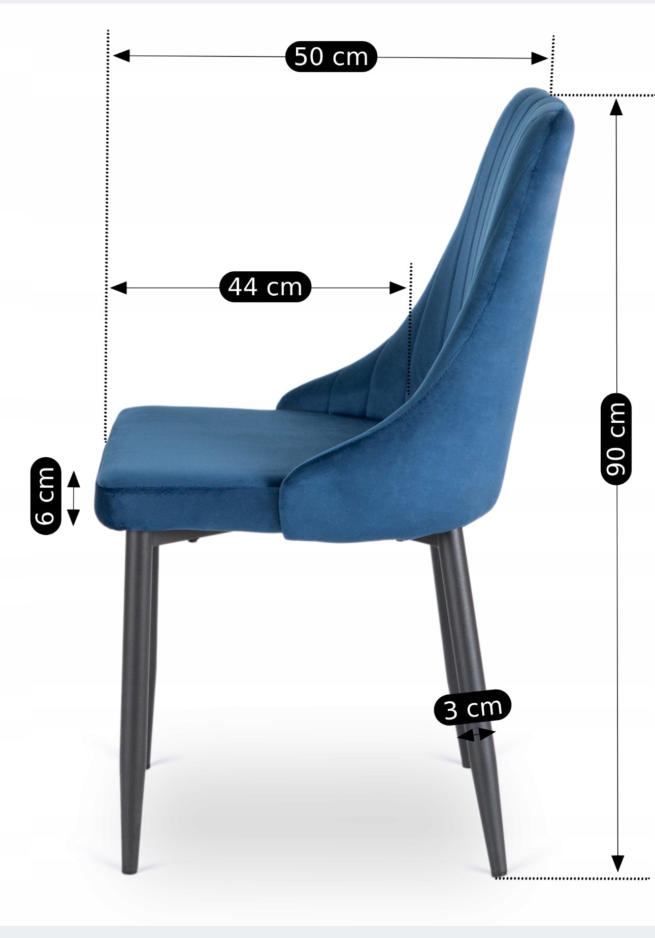 Set of 4 Upholstered Chairs Velour  Blue