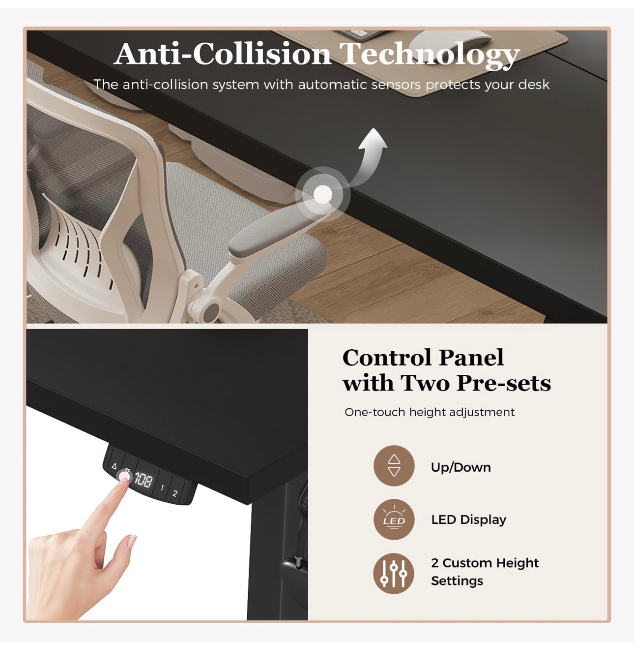 Height-Adjustable Desk, Electric Sit-Stand Office Desk,