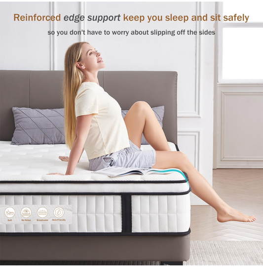 5FT King Size Mattress, 10.2 INCH King Memory Foam Sprung Mattress Medium Firm