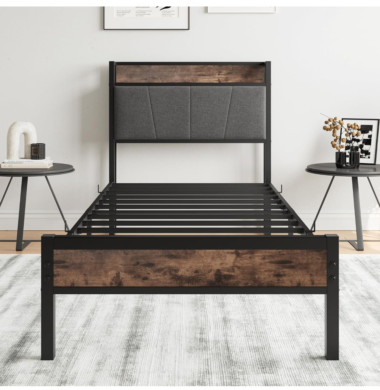 3ft Single Bed Frame With Storage Headboard