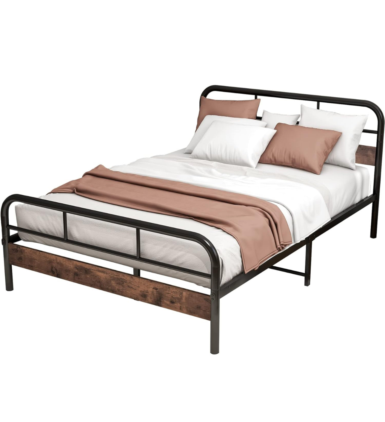 4ft Double Bed Frames with Wooden Headboard