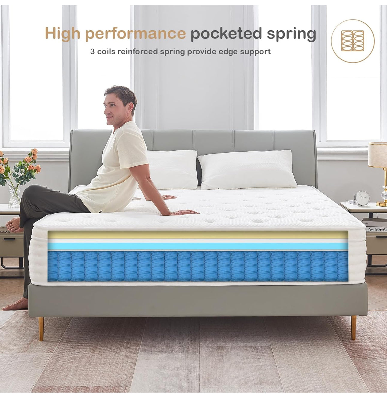 Small Double Mattress,10.2 Inch Medium Firm Memory Foam Pocket Sprung