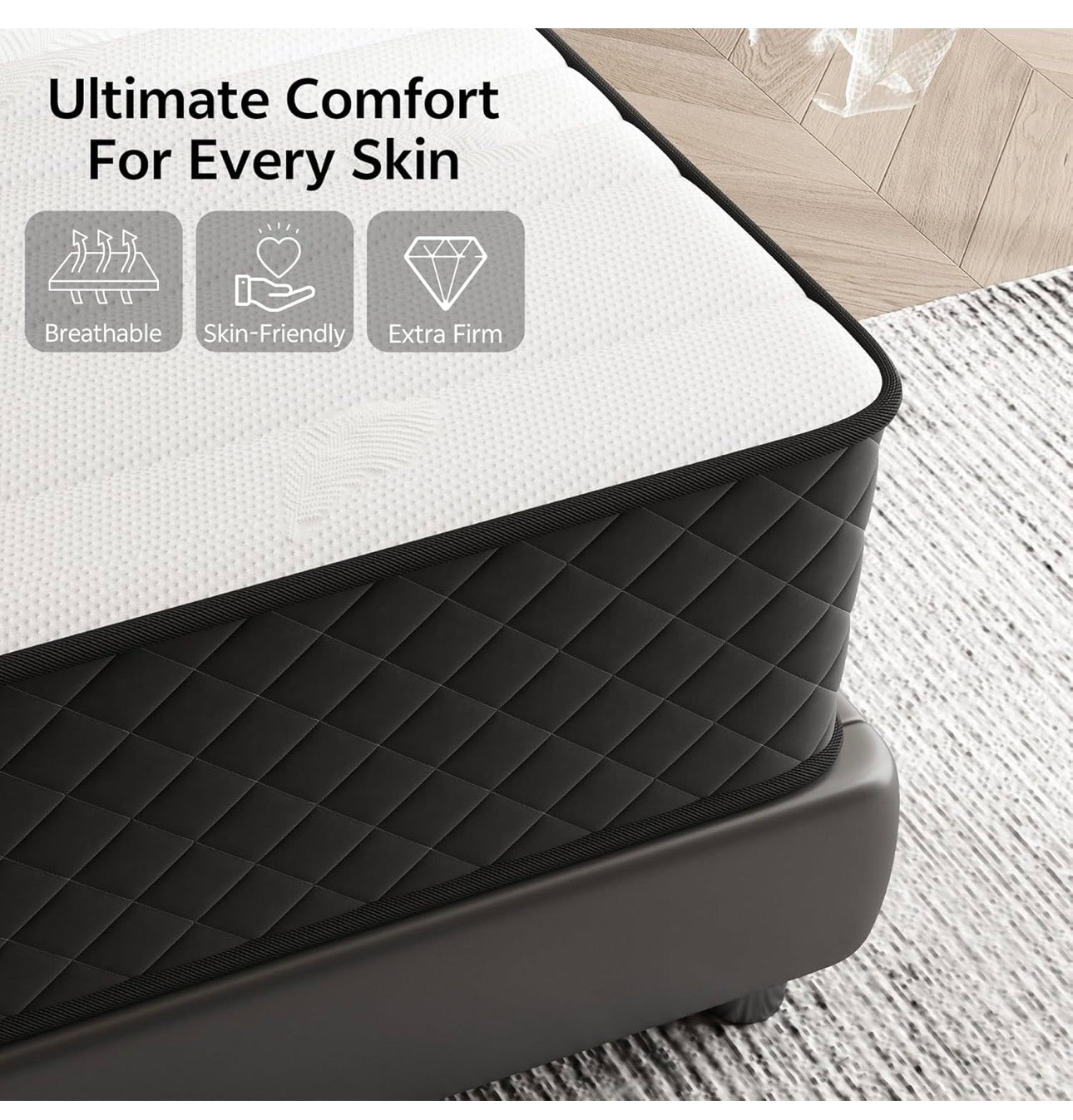 Extra Firm Double Mattresses, 25cm Thick Double Hybrid Mattress with Memory Foam and Individual Pocket Springs