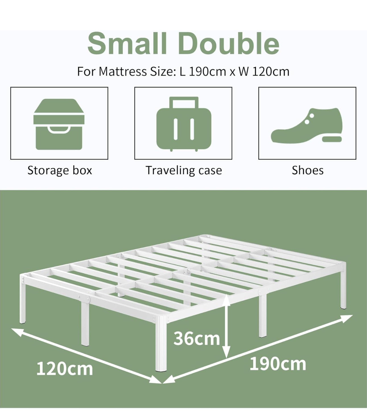White Small Double Bed Frame