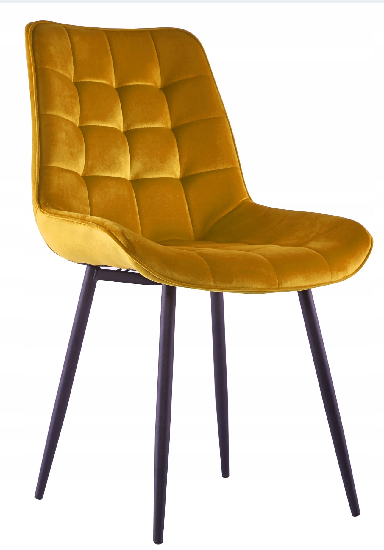 Set Of 4 Velvet Mustard Upholstered Chairs