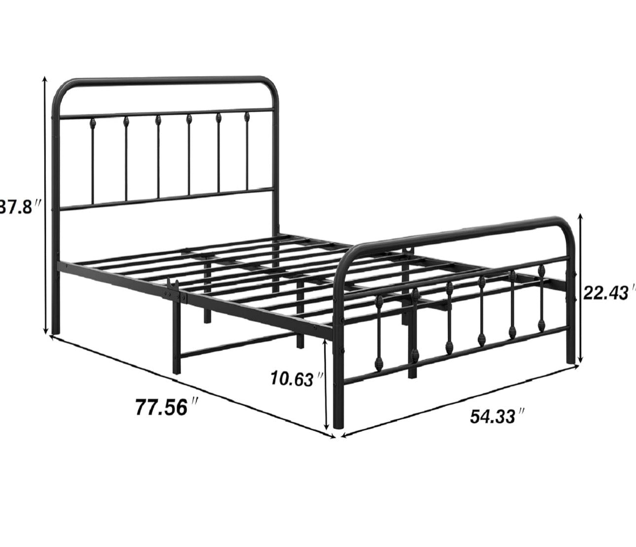Double Bed Frame with Headboard and Storage Under Bed